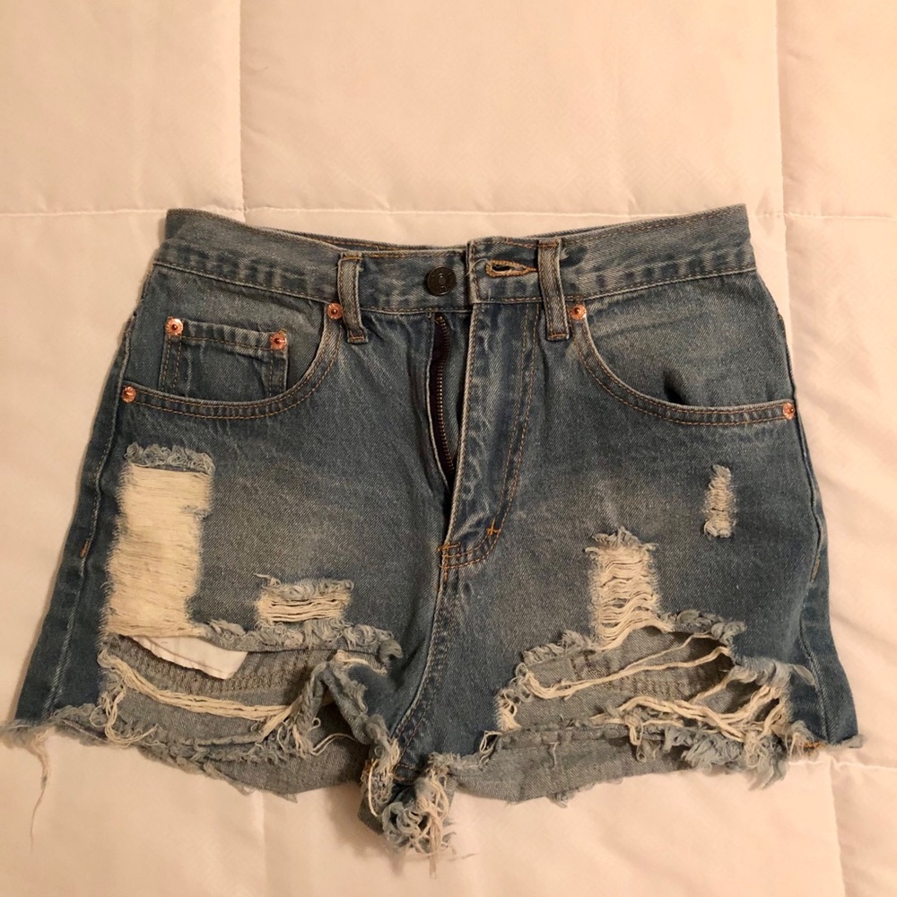 Wreak-Reational Activity Destroyed Denim Shorts